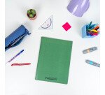 Cahier Conquerant recycle agrafe 170x220 96p seyes polypro vert