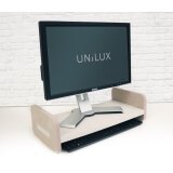 Rehausseur d'écran écologique Unilux en pet recyclé reverso blanc et beige 55 cm x25 cm x15 cm