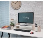 Rehausseur d'écran écologique Unilux en pet recyclé reverso blanc et beige 55 cm x25 cm x15 cm