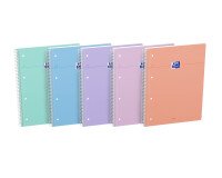 Cahier Oxford smart spirale 4 trous 230x297 160p optik p. seyes assorti pastel