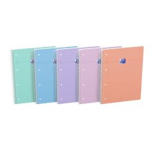 Cahier Oxford smart spirale 4 trous 230x297 160p optik p. seyes assorti pastel