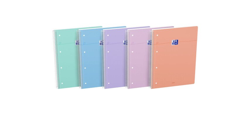 Cahier Oxford smart spirale 4 trous 230x297 160p optik p. seyes assorti pastel