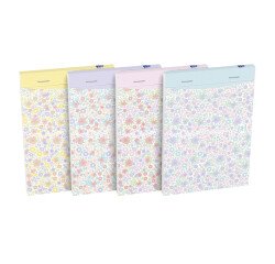 Bloc-notes Oxford flowers A6 ligné 6 mm 160 pages agrafées couverture carte coloris assortis