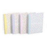 Cahier Oxford flowers b5 ligné 6mm margé 120 pages reliure spirale couverture carte rigide coloris assortis