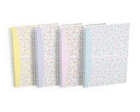 Cahier Oxford flowers b5 ligné 6mm margé 120 pages reliure spirale couverture carte rigide coloris assortis