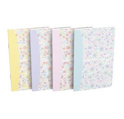 Carnet Oxford flowers 9x14cm ligné 6mm 60 pages agrafées couverture carte coloris assortis