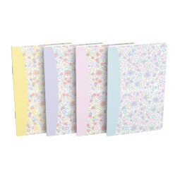 Carnet Oxford flowers 9x14cm ligné 6mm 60 pages agrafées couverture carte coloris assortis