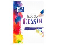 Bloc-notes Oxford dessin a4 réglure unie blanche 100 pages collé côté couverture colorée