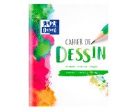 Cahier Oxford dessin 17x22cm réglure unie blanche 32 pages agrafées couverture carte colorée