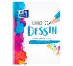 Cahier Oxford dessin 24x32cm réglure unie blanche 24 pages agrafées couverture carte colorée