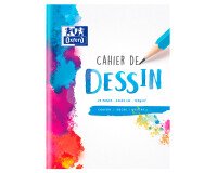Cahier Oxford dessin 24x32cm réglure unie blanche 24 pages agrafées couverture carte colorée