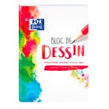 Bloc-notes Oxford dessin a4 réglure unie blanche 200 pages collé côté couverture carte colorée