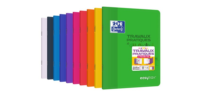 Cahier de travaux pratiques Easybook Oxford agrafe 170x220 80pages seyes/uni assorti