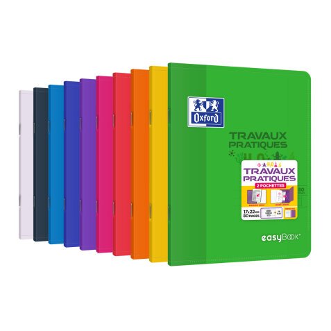 Cahier de travaux pratiques easybook Oxford agrafe 170x220 80pages seyes/uni assorti