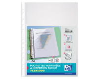 Lot de 50 pochettes perforées Oxford a4 ouverture latérale polypro lisse 7/100ème incolore
