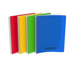 Cahier Conquerant classique a4 petits carreaux 5mm 100 pages reliure spirale couverture polypro coloris assortis