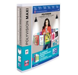 Classeur Oxford polyvision maxivision a4xl dos 40mm 4 anneaux couverture polypro incolore