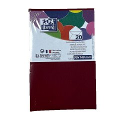 Lot de 20 enveloppes Oxford 90x140   gommee patte pointue de visite rouge