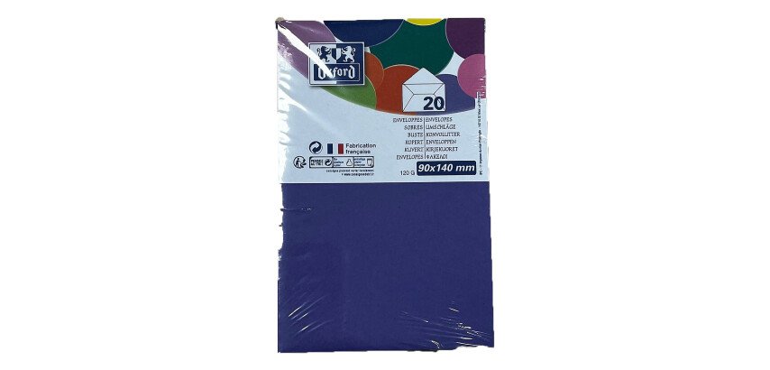 Lot de 20 EnveloPPes Oxford 90x140   gommee patte pointue de visite