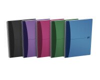 Cahier Oxford office urban mix a4 ligné 7mm 100 pages reliure spirale couverture polypro coloris assortis
