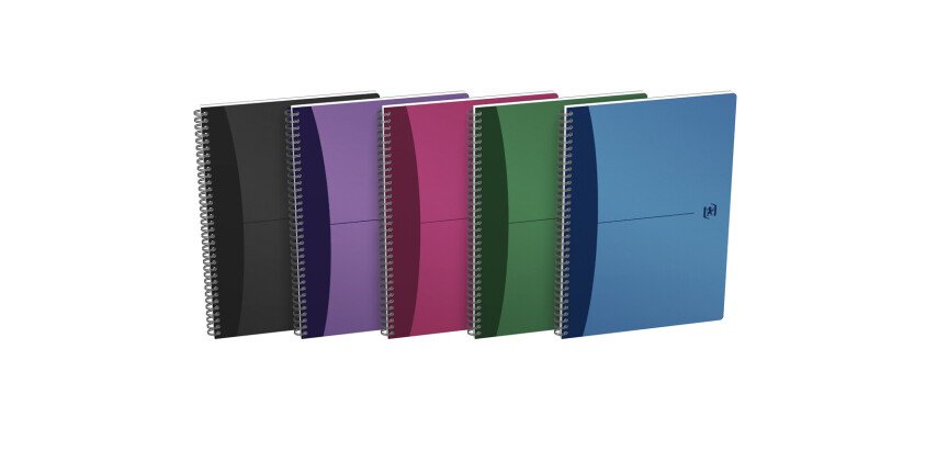 Cahier Oxford office Urban mix A4 ligné 7mm 100 pages reliure spirale couverture polypro coloris assortis