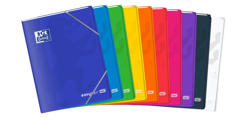 Cahier Easybook Oxford extra large agrafe 240x320 96pages seyes assorti