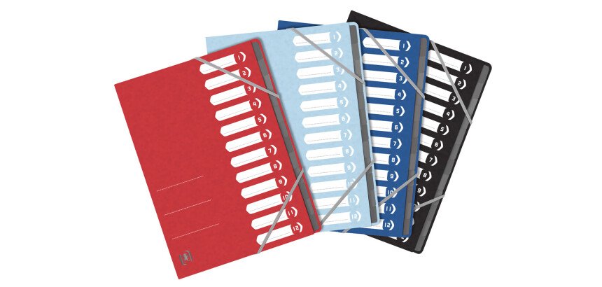 Trieur standard Oxford a4 12 positions couverture carte assortis