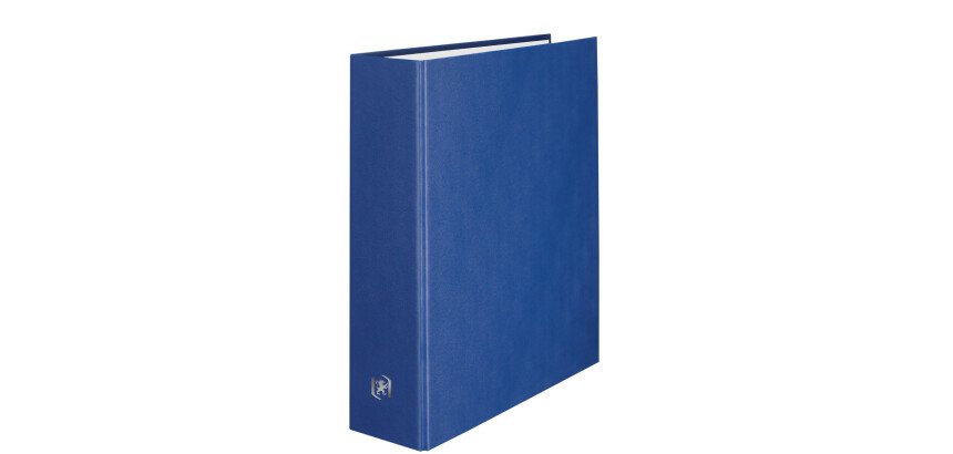 Classeur Oxford balacron a4xl dos 80mm 4 anneaux en d couverture carte rembordée en pvc bleu marine