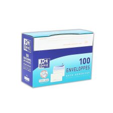 Boite de 100 enveloppes Oxford 114 x 162 mm auto adhésives precasees inviolables blanc