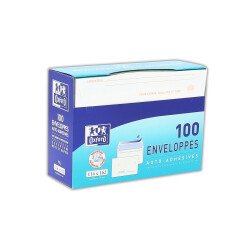 Boite de 100 enveloppes Oxford 114x162  auto adhésives precasees inviolables blanc
