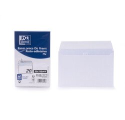 Lot de 20 enveloppes Oxford 90x140 auto adhesive de visite - blanc