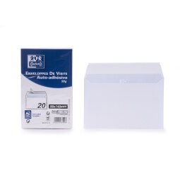 Lot de 20 enveloppes Oxford 90x140 auto adhesive de visite - blanc