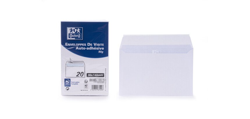 Lot de 20 EnveloPPes Oxford 90x140 auto adhesive de visite - blanc