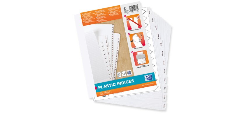 Intercalaires mensuels A4+ 12 positions pvc 19/100 blanc