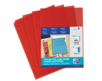 Sachet de 10 pochettes-coin Oxford shine a4 polypro lisse épaisseur 12/100ème rouge