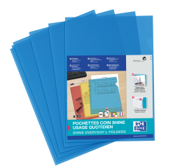 Sachet de 10 pochettes-coin Oxford shine a4 polypro lisse épaisseur 12/100ème bleu