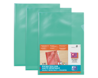 Sachet de 10 pochettes-coin Oxford haute résistance a4 pvc lisse épaisseur 15/100ème vert