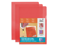 Sachet de 10 pochettes-coin Oxford m star a4 pvc lisse épaisseur 15/100ème rouge