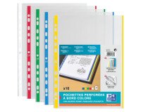 Lot de 10 pochettes perforées Oxford a4 polypro lisse bords colorés assorti