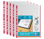 Sachet de 10 Pochettes perforées Oxford à bande et bords colorés A4 polypro lisse épaisseur 9/100ème