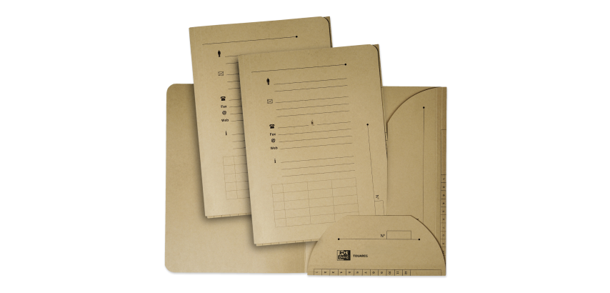 Lot de 25 sous-dossiers Oxford Touareg A4 capacité 200 feuilles carte recyclée épaisseur 240g beige naturel