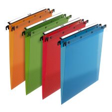 Boite de 10 dossier suspendu tiroir Elba pp design a4 fond v capacité 100 feuilles couverture polypro assortis