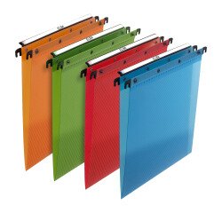 Boite de 10 dossier suspendu tiroir Elba pp design a4 fond v capacité 100 feuilles couverture polypro assortis