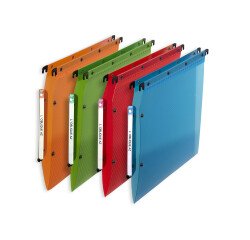 Boite de 10 dossier suspendu armoire Elba pp design a4 fond v capacité 100 feuilles couverture polypro coloris assortis