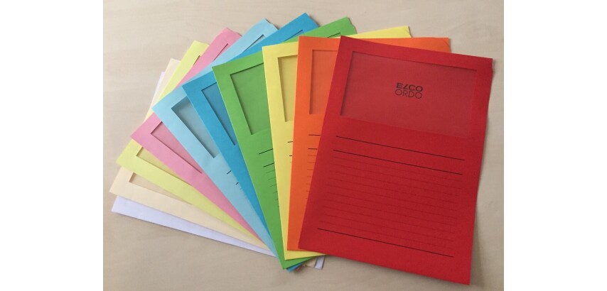 Chemise coin papier avec fenêtre Elco Ordo Classico A4 120 g  couleurs assorties - paquet de 100