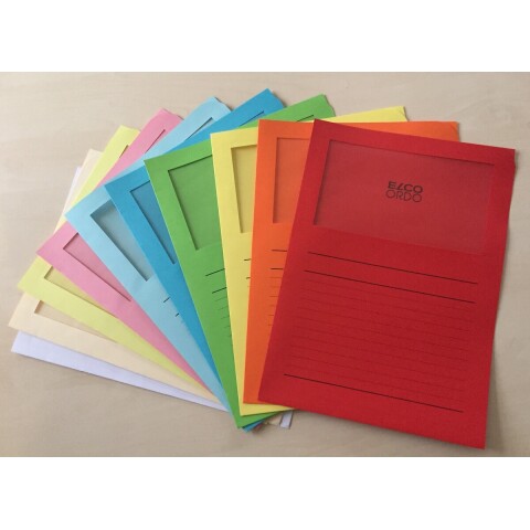 Subarpeta con ventana de papel Elco Ordo Classico A4 de 120 g/m² , colores surtidos, paquete de 100