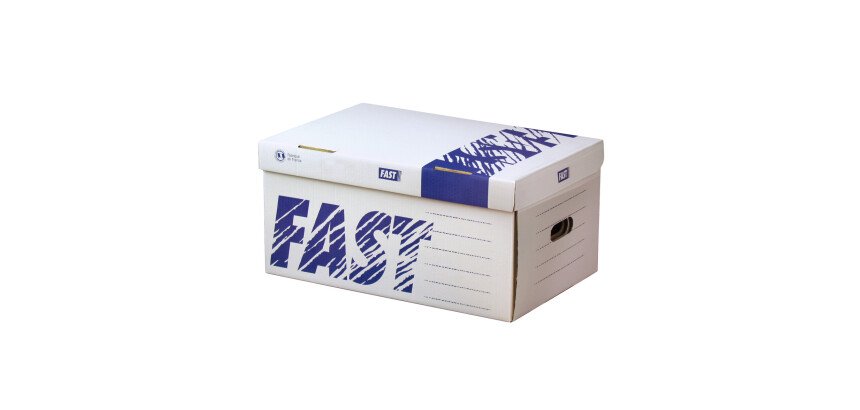 5 conteneur d'archivage Fast couv. manu blanc/bleu