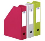 Lot 3 porte-revues Oxford a4 dos 7cm couverture carte rigide recouverte de pvc coloris assortis jaune, rouge et vert