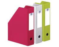 Lot 3 porte-revues Oxford a4 dos 7cm couverture carte rigide recouverte de pvc coloris assortis jaune, rouge et vert