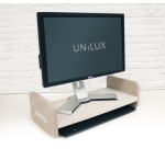 Rehausseur d'écran écologique Unilux en pet recyclé reverso blanc et beige 55 cm x25 cm x15 cm